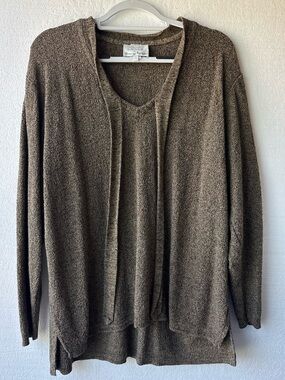 Stephanie Schuster Princess Knitwear Sweater Cardigan Shell Knit Twinset Brown‎